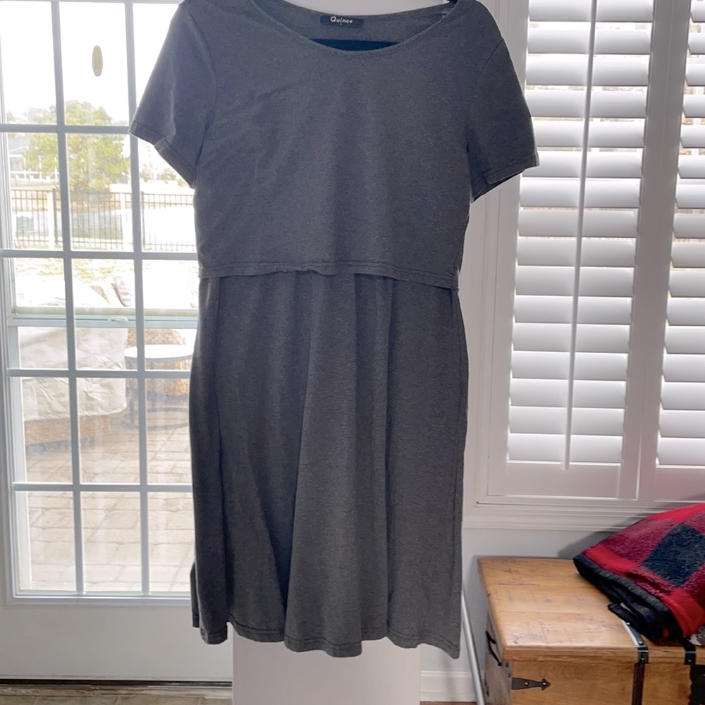 Grey T-shirt. Nursing/ maternity dress